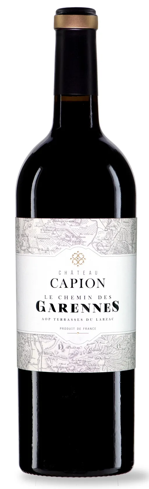 Château Capion Le Chemin des Garennes, Tinto, 2017, Terrasses du Larzac. Imagen de botella