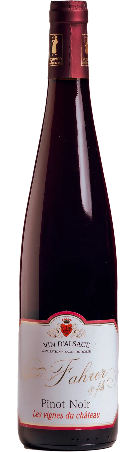 SYLVIE FAHRER Pinot Noir "Les vignes du château)", Tinto, 2021, Alsace ou Vin d'Alsace. Imagen de botella