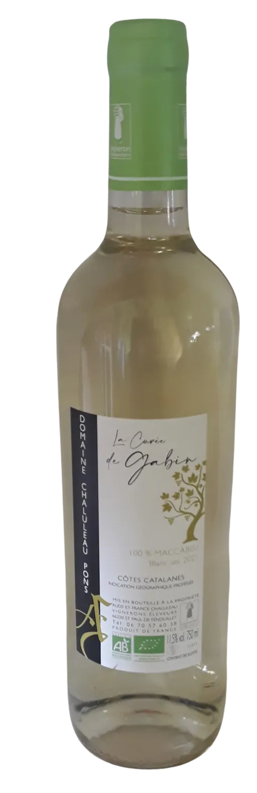 GAEC CHALULEAU-PONS Domaine Chaluleau Pons, Cuvée de Gabin, White, 2021, Côtes Catalanes. Bottle image