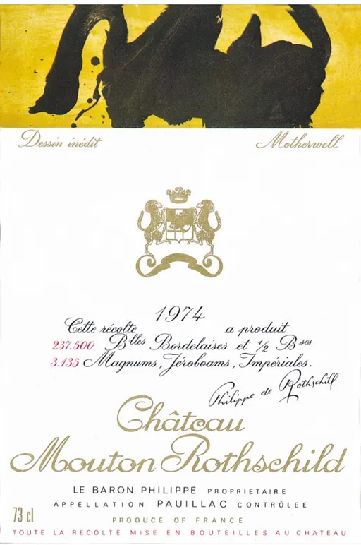 Château Mouton Rothschild, Premier Grand Cru Classé, Rosso, 1974, Pauillac. Etichetta frontale