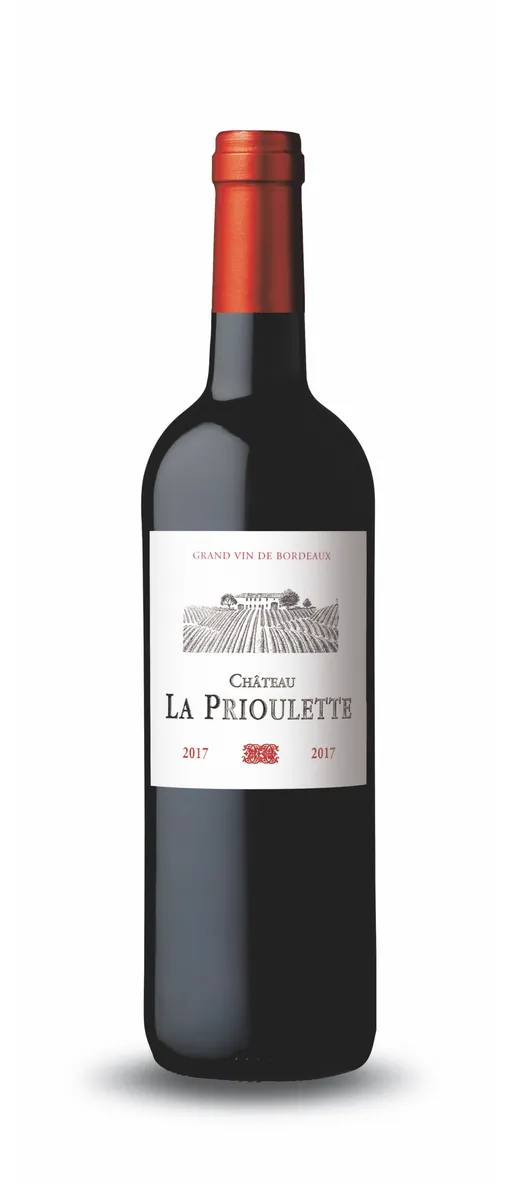 CHATEAU LA PRIOULETTE, Rot, 2017, Côtes de Bordeaux. Flaschenabbildung