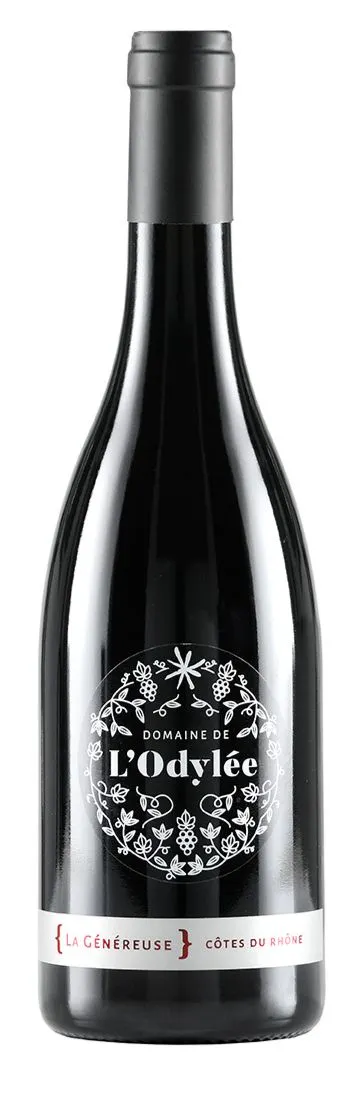 Odile Couvert Cuvé la Généreuse, Rot, 2020, Côtes du Rhône. Flaschenabbildung