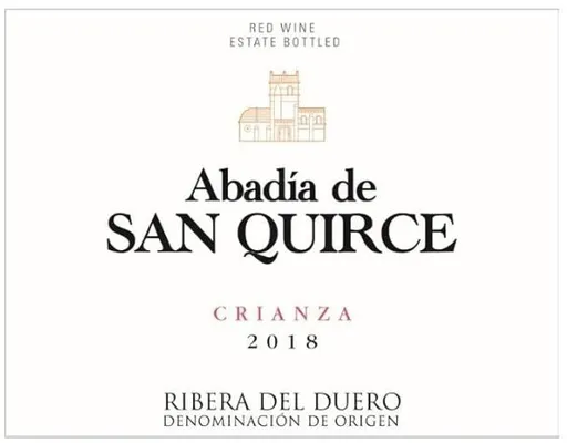 BODEGAS ABADIA SAN QUIRCE SL. Abadia de San Quirce, Crianza, Red, 2018, Ribera del Duero. Front label