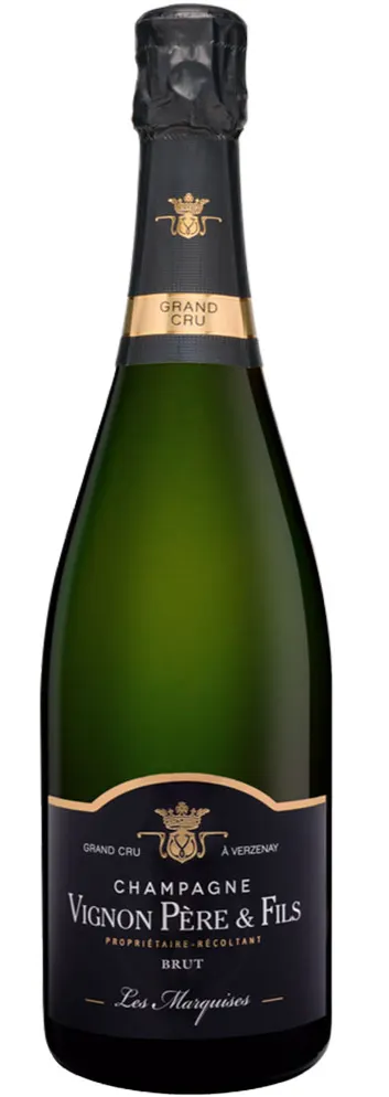 Champagne Vignon Père & Fils Les Marquises, Bianco, NV, Champagne grand cru. Immagine della bottiglia