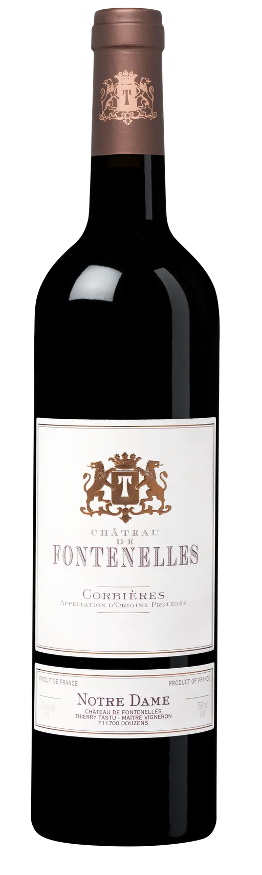 Fontenelles Notre Dame, Tinto, 2016, Corbières. Imagen de botella