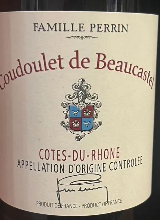 SOCIETE FERMIERE DES VIGNOBLES P.PERRIN Coudoulet de Beaucastel, Red, 2021, Côtes du Rhône. Front label