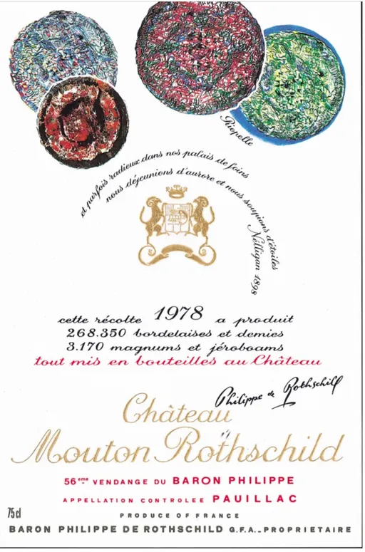 Château Mouton Rothschild, Premier Grand Cru Classé, Rosso, 1978, Pauillac. Etichetta frontale