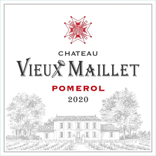 SCEA DU CHATEAU VIEUX MAILLET Château Vieux Maillet, Rot, 2020, Pomerol. Das vordere Etikett