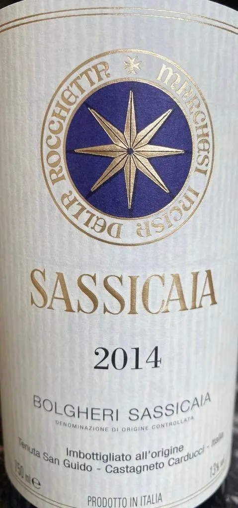 Tenuta San Guido Sassicaia, Red, 2014, Bolgheri Sassicaia. Front label