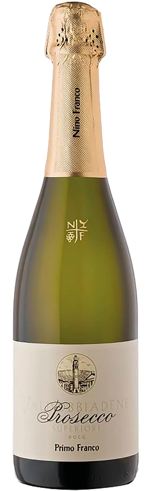 Nino Franco Spumanti Primo Franco, Superiore, Bianco, NV, Conegliano Valdobbiadene - Prosecco / Valdobbiadene - Prosecco / Conegliano - Prosecco. Immagine della bottiglia