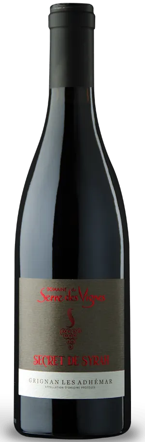 SERRE DES VIGNES Secret de Syrah, Tinto, 2019, Grignan-les-Adhémar. Imagen de botella