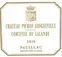 CHAT PICHON LONGUEVILLE COMTESSE LALANDE Château Pichon Longueville Comtesse de Lalande, Deuxième Cru Classé, Rouge, 2019, Pauillac. Étiquette