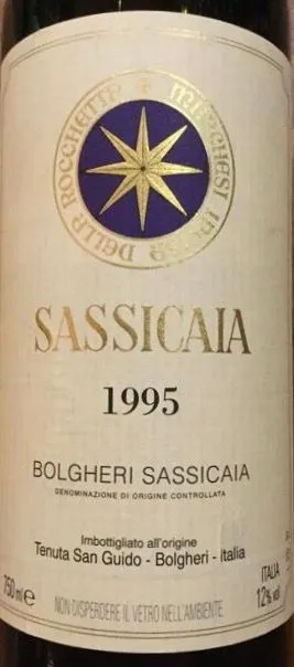 Tenuta San Guido Sassicaia, Red, 1995, Bolgheri Sassicaia. Front label