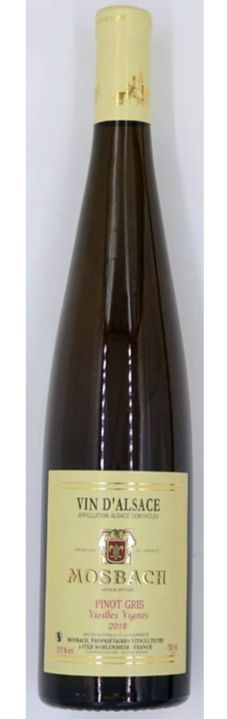 EARL MOSBACH (MARLENHEIM) Pinot Gris Vieilles Vignes Mosbach, Blanco, 2018, Alsace ou Vin d'Alsace. Bottle image