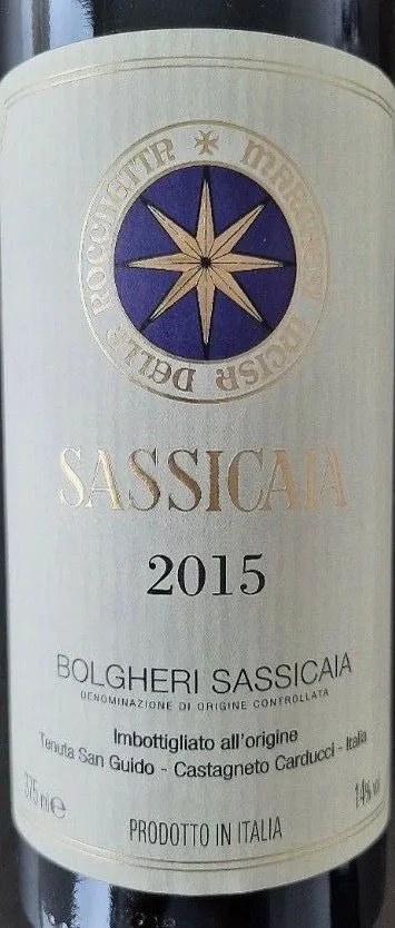 Tenuta San Guido Sassicaia, Red, 2015, Bolgheri Sassicaia. Front label
