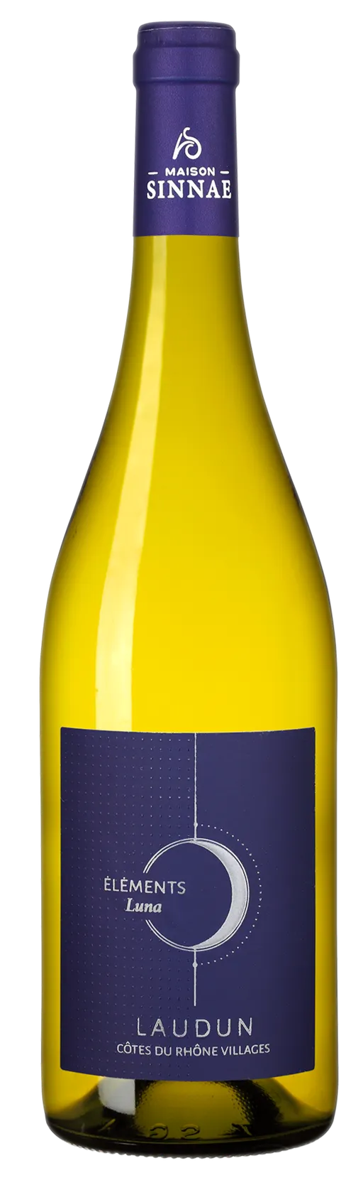 LAUDUN & CHUSCLAN VIGNERONS Elements, Luna, Blanc, 2020, Côtes du Rhône Villages Laudun. Image de la bouteille