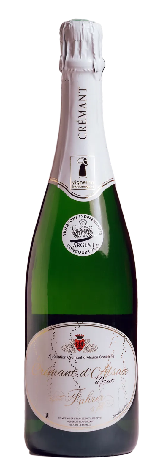 SYLVIE FAHRER Crémant d'Alsace Blanc Brut, Blanco, 2021, Crémant d’Alsace. Imagen de botella