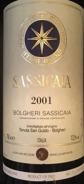 Tenuta San Guido Sassicaia, Red, 2001, Bolgheri Sassicaia. Front label