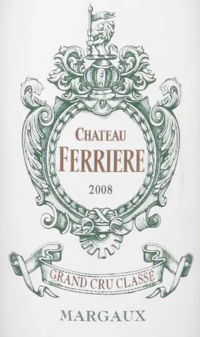 Château Ferrière, Troisième Cru Classé, Red, 2008, Margaux. Front label