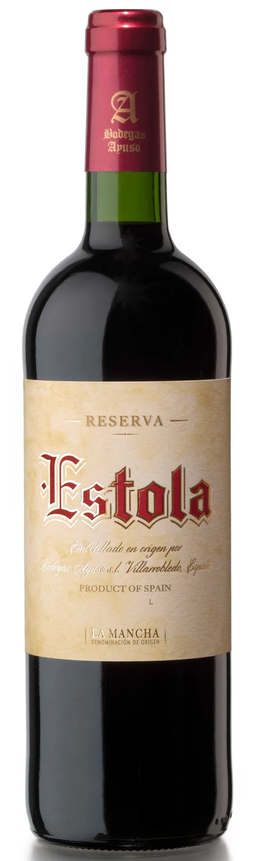 BODEGAS AYUSO SL Estola, Reserva, Tinto, 2018, La Mancha. Imagen de botella