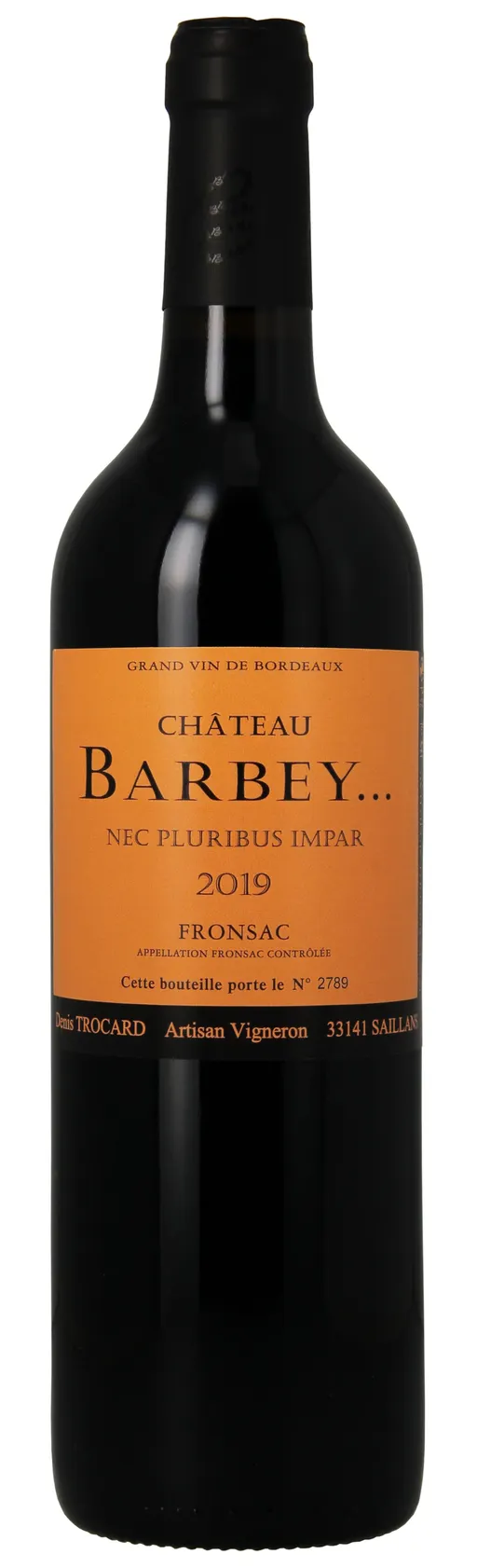 Château Labory CHATEAU BARBEY, Rosso, 2019, Fronsac. Immagine della bottiglia