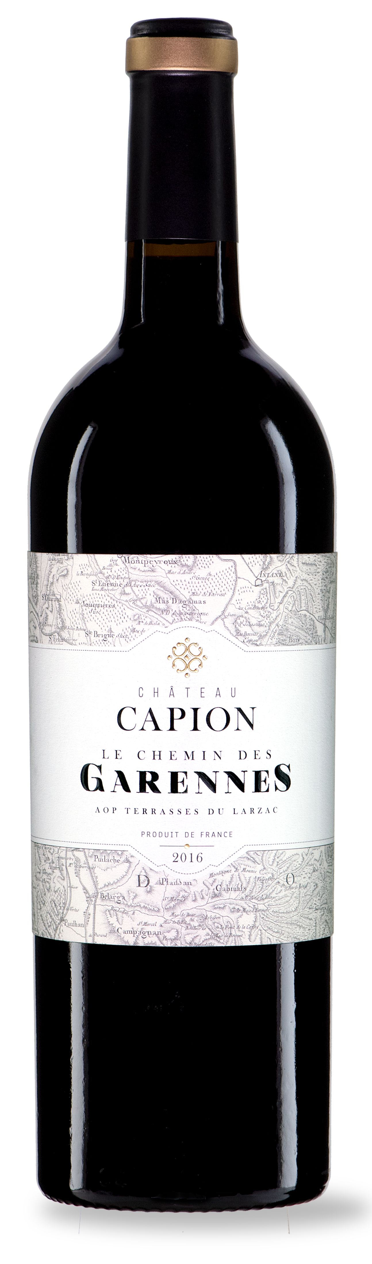 Château Capion Le Chemin des Garennes, Rosso, 2016, Terrasses du Larzac. Bottle image