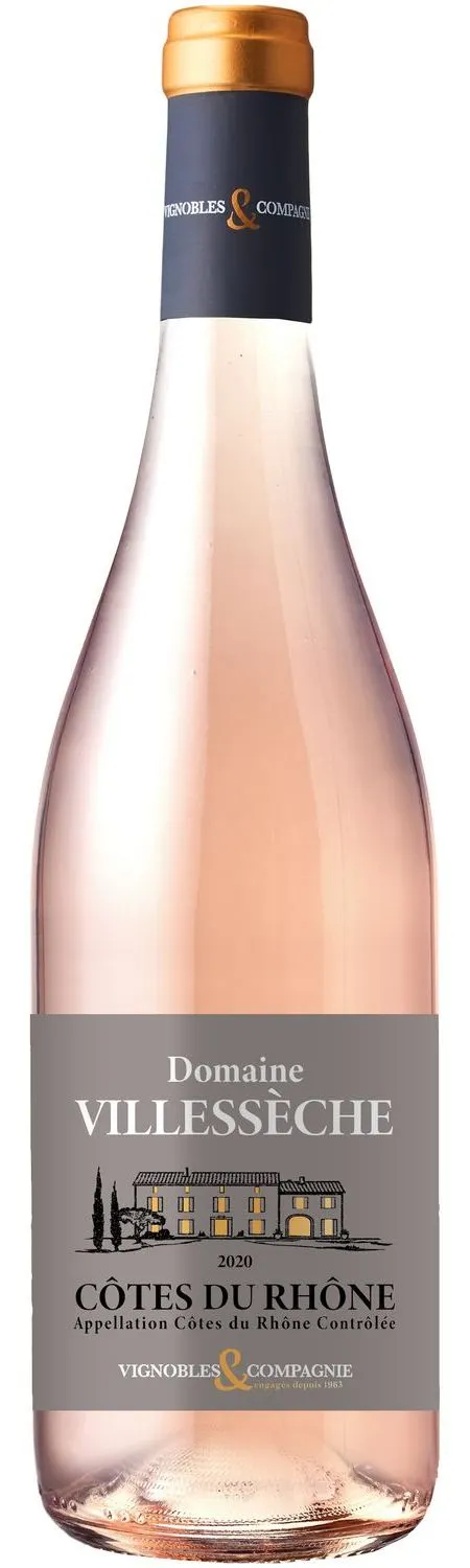 S.P.E. C.R Domaine Villeseche, Rosado, 2018, Côtes du Rhône. Imagen de botella