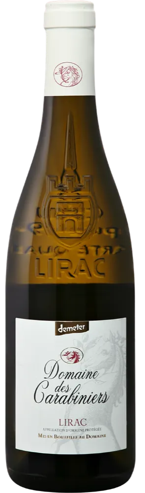 Biodynamic Wine DOMAINE DES CARABINIERS, White, 2016, Lirac. Bottle image