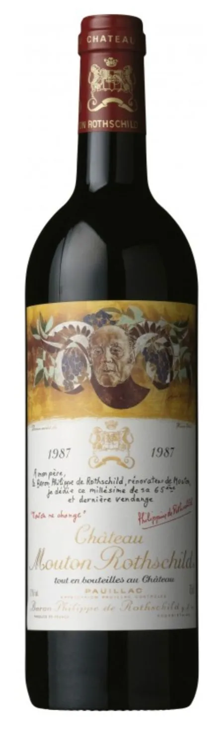 Château Mouton Rothschild, Premier Grand Cru Classé, Rosso, 1987, Pauillac. Immagine della bottiglia