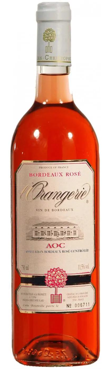 Scea des vignobles jean-christophe Icard Château de l'Orangerie, Rosé, 2021, Bordeaux. Image de la bouteille