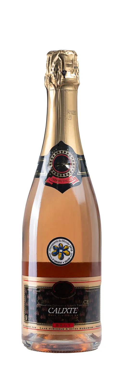 Cave Vinicole De Hunawihr Calixte, Rosé, 2020, Crémant d’Alsace. Bottle image