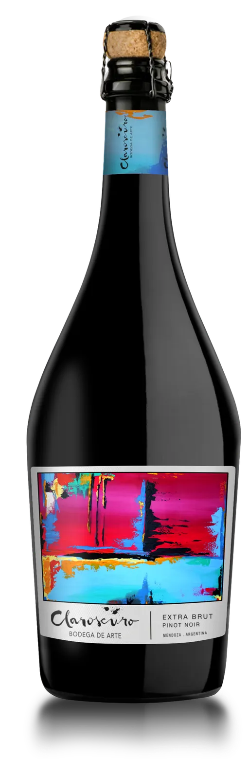 Bodega de Arte Claroscuro Extra Brut Pinot Noir, Rosato, NV, Mendoza. Immagine della bottiglia