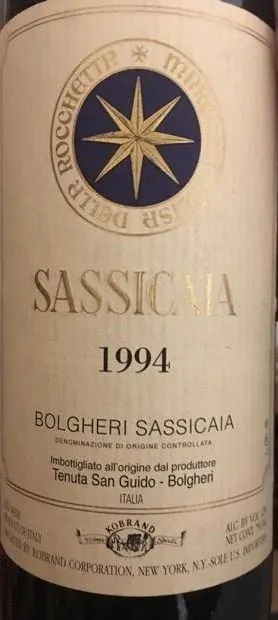 Tenuta San Guido Sassicaia, Red, 1994, Bolgheri Sassicaia. Front label