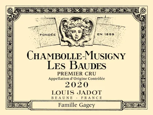 Maison Louis Jadot LOUIS JADOT, Rot, 2020, Chambolle-Musigny premier cru Les Baudes. Das vordere Etikett
