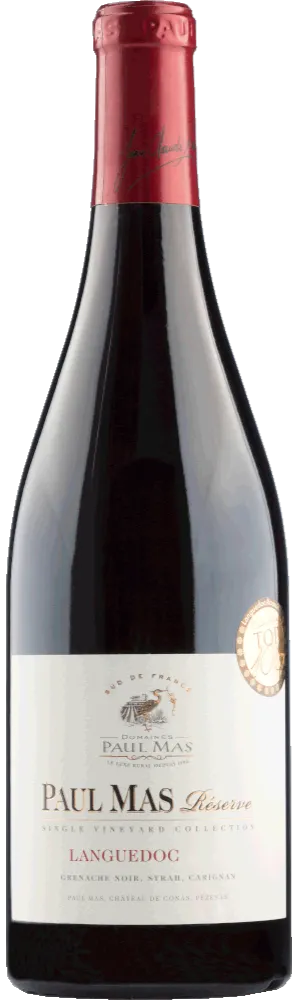 VIGNOBLES PAUL MAS ET FILS Domaines Paul Mas, Réserve Grenache Noir Syrah Carignan, Rosso, 2021, Languedoc. Immagine della bottiglia