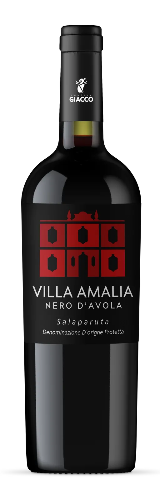 CANTINA GIACCO SOCIETA' COOPERATIVA AGRICOLA VILLA AMALIA NERO D'AVOLA SALAPARUTA DOP, Rosso, 2021, Salaparuta. Immagine della bottiglia