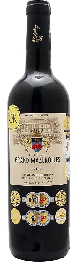 Vignobles Luc Schweitzer Château Grand Mazerolles, Rouge, 2017, Côtes de Bordeaux Blaye. Image de la bouteille