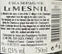 COOP AGRI UNION PROPRIETAIRES RECOLTANTS Le Mesnil, Blanc de Blancs, White, 2013, Champagne grand cru. Back label