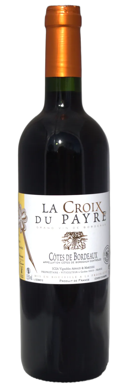 Vignobles Arnaud & Marcuzzi Chateau Du Payre, La Croix du Payre, Rosso, 2019, Côtes de Bordeaux. Immagine della bottiglia