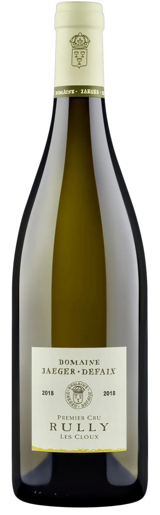 Domaine Jaeger-Defaix Les Cloux, Blanco, 2018, Rully premier cru Rabourcé. Imagen de botella