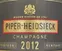 CHAMPAGNE CHARLES HEIDSIECK-CHAMPAGNE PIPER-HEIDSIECK-MAISON PIPER HEIDSIECK- Champagne Piper-Heidsieck, Blanc, 2012, Champagne. Étiquette