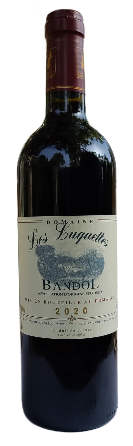 LE LYS (LA CADIERE D'AZUR) Domaine Les Luquettes, Rouge, 2020, Bandol. Image de la bouteille