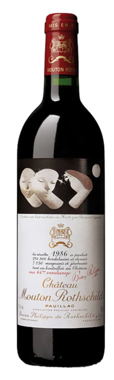 Château Mouton Rothschild, Premier Grand Cru Classé, Rosso, 1986, Pauillac. Immagine della bottiglia
