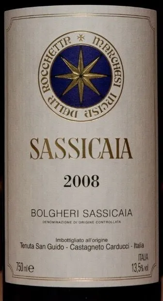 Tenuta San Guido Sassicaia, Red, 2008, Bolgheri Sassicaia. Front label