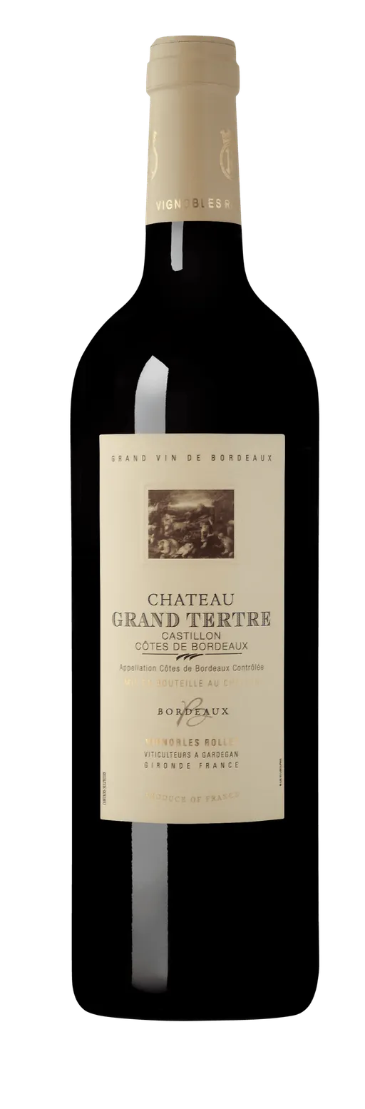 Vignobles Rollet Château Grand Tertre, Rouge, 2014, Côtes de Bordeaux Castillon. Image de la bouteille