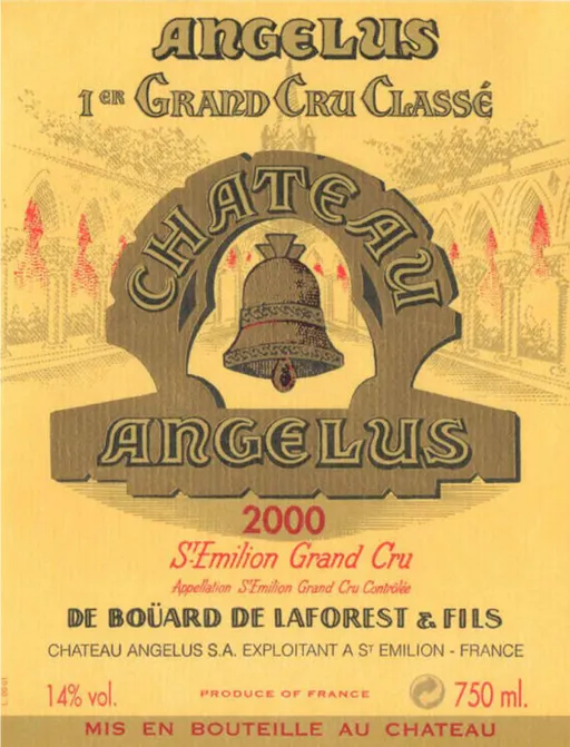 CHATEAU ANGELUS (SAINT-EMILION) ANGELUS, Premier Grand Cru Classé "A", Tinto, 2000, Saint-Emilion grand cru. Etiqueta frontal