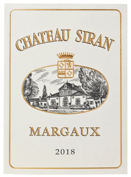 Château Siran, Red, 2018, Margaux. Front label