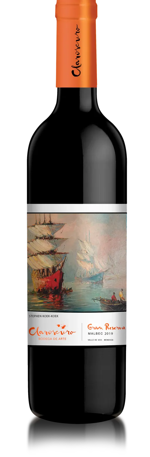 Bodega de Arte Claroscuro Gran Reserva Malbec, Tinto, 2019, Mendoza. Imagen de botella