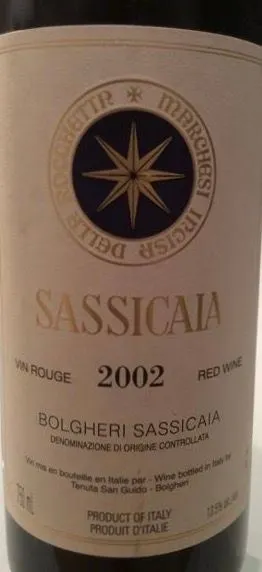 Tenuta San Guido Sassicaia, Red, 2002, Bolgheri Sassicaia. Front label