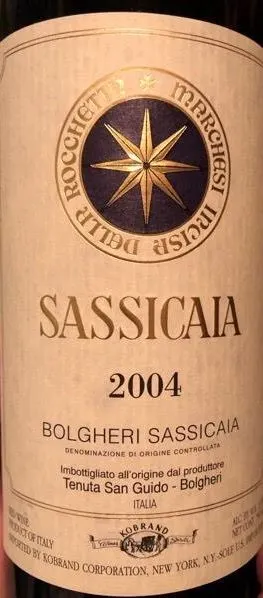 Tenuta San Guido Sassicaia, Red, 2004, Bolgheri Sassicaia. Front label